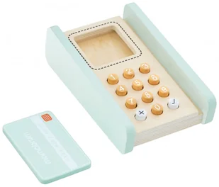 Mamabrum Duży, drewniany sklep - stragan i teatr 2w1 z wagą, terminalem płatniczym, warzywami i owocami MARKET CA1208 - Zabawki interaktywne dla dzieci - miniaturka - grafika 4