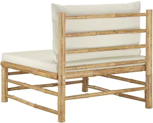 VidaXL Ogrodowa sofa środkowa, śmietankowe poduszki, bambus 313146 - Sofy ogrodowe - miniaturka - grafika 5
