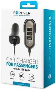 Forever TelforceOne Ładowarka samochodowa PC-01 (4 x USB | 5,8 A) dla pasażerów GSM036169 - Ładowarki samochodowe - miniaturka - grafika 2