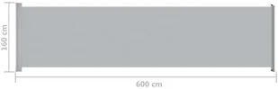 vidaXL Wysuwana markiza boczna na taras, 600 x 160 cm, szara vidaXL - Pawilony ogrodowe - miniaturka - grafika 8