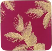 Obrusy i serwetki - Pimpernel portmerion MAŁE PODKŁADKI KORKOWE PIMPERNEL PORTMEIRION Złote Liście - Etched Leaves - bordo - miniaturka - grafika 1