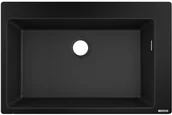 Zlewozmywaki - Hansgrohe S51 Zlewozmywak granitowy jednokomorowy 77x51 cm grafitowa czerń 43313170 - miniaturka - grafika 1
