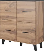 Komody - Cama Meble Komoda LOTTA 110 4D wotan + czarny mat - miniaturka - grafika 1