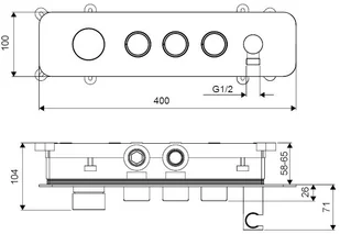 Excellent Bateria wannowo-prysznicowa podtynkowa Krotos 3-funkcyjna AREX.8036CR - Baterie podtynkowe - miniaturka - grafika 2