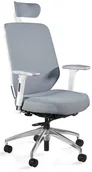 Fotele i krzesła biurowe - Unique Meble Krzesło biurowe ergonomiczne HERO biały/tkanina sm grey - miniaturka - grafika 1