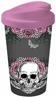 Kubki termiczne - infinite by GEDA LABELS (INFKH) 13667 Kubek z czaszką Lady Skull Coffee to go, kubek termiczny, kubek wielokrotnego użytku, PP, szary/różowy - miniaturka - grafika 1
