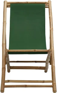 vidaXL Leżak z bambusa i zielonego płótna - Fotele i krzesła ogrodowe - miniaturka - grafika 2