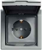 Gniazdka elektryczne - Schneider Asfora gniazdo hermetyczne Schuko podtynkowe pojedyncze z przesłonami IP44 stalowe EPH3100362 - miniaturka - grafika 1