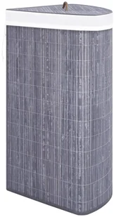 vidaXL Bambusowy kosz na pranie, narożny, szary, 60 L vidaXL - Kosze na bieliznę - miniaturka - grafika 5