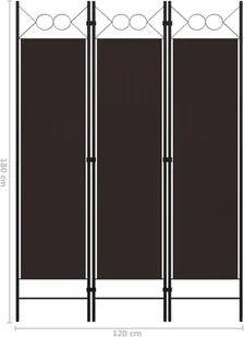 vidaXL Parawan 3-panelowy, brązowy, 120 x 180 cm vidaXL - Parawany - miniaturka - grafika 6