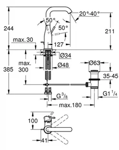 GROHE 32628GN1 Essence New OHM basin L - Pisuary - miniaturka - grafika 2