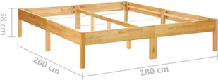 vidaXL Rama łóżka, lite drewno dębowe, 180 x 200 cm - Łóżka - miniaturka - grafika 8