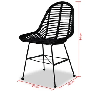 vidaXL Krzesła do jadalni, 4 szt., naturalny rattan, czarne - Krzesła - miniaturka - grafika 5
