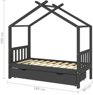 VidaXL Lumarko Łóżko dziecięce z szufladą, ciemnoszare, lita sosna, 80x160 cm 322152 VidaXL - Łóżeczka i kojce - miniaturka - grafika 7