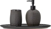 Mydelniczki i dozowniki mydła - Bloomingville Dozownik do mydła Hrin antracytowy z kubkiem na szczoteczki do zębów i podstawką 3 el. 82049295 - miniaturka - grafika 1