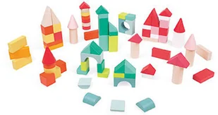 Janod Klocki drewniane z matą do zabawy Kubix 80 sztuk, 2 lata +, 3247-0 - Klocki - miniaturka - grafika 3