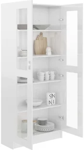 VidaXL Witryna, wysoki połysk, biała, 82,5x30,5x185,5 cm, płyta 802774 VidaXL - Witryny - miniaturka - grafika 4