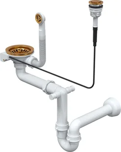 QUADRON Syfon zlewu 90 mm okrągły 1-KOMOROWY AUTOMAT oszczędzający miejsce miedź QUADRON - Syfony - miniaturka - grafika 2