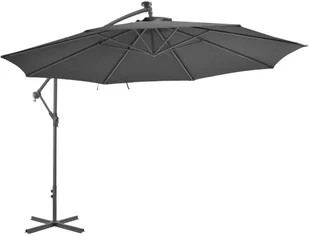 vidaXL Parasol wiszący ze słupkiem aluminiowym, 350 cm, antracytowy - Parasole ogrodowe - miniaturka - grafika 3