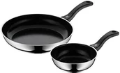 Zestawy garnków i patelni - WMF Devil 2-częściowy zestaw patelni, średnica: 18 i 28 cm, stal nierdzewna Cromargan, uchwyt z tworzywa sztucznego, powłoka ceramiczna, przeznaczone do płyt indukcyjnych 738629999 - miniaturka - grafika 1
