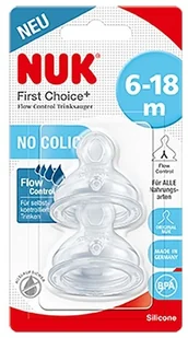 Nuk 721329 SMOCZEK NA BUTELKĘ SILIKONOWY FLOW CONTROL 6-18  2SZT - Smoczki do butelek - miniaturka - grafika 2