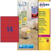 Etykiety do drukarek - Avery Zweckform Avery L7263R-25 etykiet (neonowy do drukarek laserowych, 14 arkuszy, 99,1 X 38,1 MM) 350 etykiet neonrot L7263R-25 - miniaturka - grafika 1