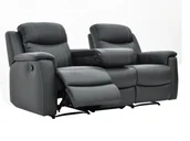 Sofy i kanapy - Vente-Unique Skórzana sofa 3-osobowa EVASION z funkcją relaks - Szary - miniaturka - grafika 1