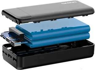 Dudao pojemny powerbank z 3 wbudowanymi kablami 20000mAh USB Typ C + micro USB + Lightning czarny K6Pro+) hurtel-82316-0 - Powerbanki - miniaturka - grafika 3