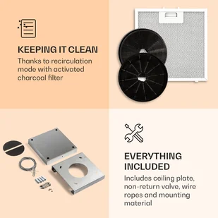 Klarstein Kronleuchter Smart CGCH3-Kronl-Sm-WH - Okapy kuchenne - miniaturka - grafika 5