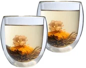 Szklanki - Feelino -zestaw 2-częściowy, 400 ml szklanka termiczna z podwójnymi ścianami XXL ekstra duża szklanka do herbaty/kawy w opakowaniu na prezent i 2 kwiaty herbaciane -223 (Feelino-223) - miniaturka - grafika 1