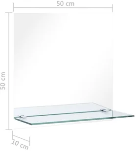 vidaXL Lustro ścienne z półką, 50x50 cm, hartowane szkło - Lustra - miniaturka - grafika 6