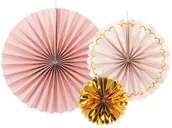 Gadżety dla niej i dla niego - PartyDeco Rozeta wisząca "Premium Pink & Gold", mix, 3 szt RPK21 - miniaturka - grafika 1