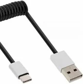 Kable USB - InLine USB 2.0 spiralny wtyczka, typ C na wtyk A/aluminiowa, elastyczna, czarny 2 m 35872 - miniaturka - grafika 1