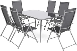 HOME &amp; GARDEN Meble ogrodowe metalowe Casablanca 145 cm Silver / Grey 6+1 610410 - Meble ogrodowe - miniaturka - grafika 2