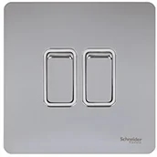Wyłączniki światła i elektryczne - Schneider Electric Ultimate 2-drożny przełącznik blat 16 AX, kratka, schraublos, wykonany z polerowanego chromu, biały GU1422WPC - miniaturka - grafika 1