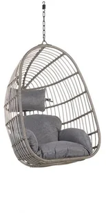 Beliani Fotel wiszący ze stojakiem rattanowy szary CASOLI - Fotele ogrodowe wiszące - miniaturka - grafika 7