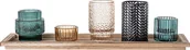 Świeczniki - Bloomingville Świeczniki Sanga niebieskie z tacą 6 el. 82047622 - miniaturka - grafika 1