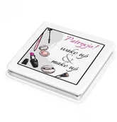 Lusterka do makijażu - Murrano Lusterko kwadratowe z grawerem wake up & make up LSTR-KW-017 - miniaturka - grafika 1