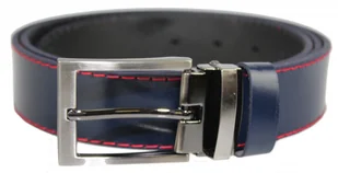 Complex (PL) Pasek Męski Skórzany (PL) Skóra Licowa EXTRA 35 mm GRANATOWY MALINOWA NITKA Klamra Nowoczesna - Paski - miniaturka - grafika 3