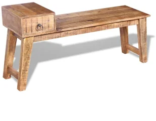 Ławka z szufladą z drewna mangowego 120x36x60cm - Ławki do przedpokoju - miniaturka - grafika 2