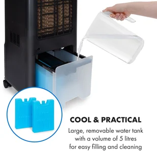 Klarstein Klarstein Maxflow Smart, chłodnica powietrza 3 w 1, wentylator, nawilżacz powietrza, 5 l, Wi-Fi, pilot zdalnego sterowania, 2x pakiet lodowy HTR8-Maxflow B - Klimatory - miniaturka - grafika 10