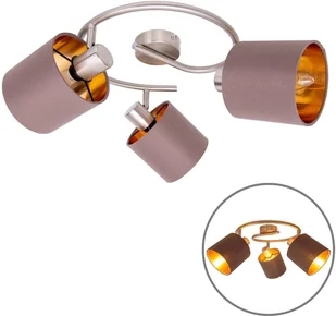 Näve Lampa sufitowa Maron 3-pkt. tkanina, brązowa/złota - Lampy sufitowe - miniaturka - grafika 5