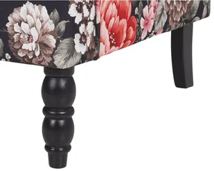 Beliani Fotel z podnóżkiem w kwiaty czarny SANDSET - Fotele - miniaturka - grafika 8