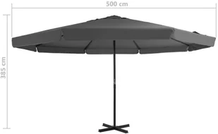 vidaXL Parasol ogrodowy na słupku aluminiowym, 500 cm, antracytowy - Parasole ogrodowe - miniaturka - grafika 7