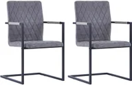 Krzesła - vidaXL Krzesła do jadalni, 2 szt., wspornikowe, ciemnoszare, ekoskóra - miniaturka - grafika 1