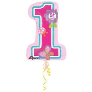 Amscan Balon foliowy Super shape XL 1-sze urodziny dziewczynka - Baby shower i roczek - miniaturka - grafika 2