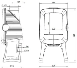 Invicta Piec kominkowy ELO L 6102-44 ELO L 6102-44 - Wkłady kominkowe - miniaturka - grafika 2