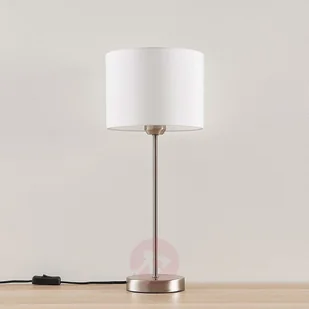 Lampenwelt com Biała lampa stołowa Annatina z kloszem z tkaniny - Lampy stojące - miniaturka - grafika 4