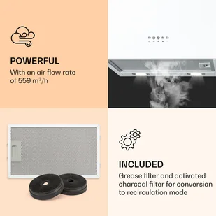 Klarstein Monumenta 40 Biały CGCH3-Monumenta-WH - Okapy kuchenne - miniaturka - grafika 3