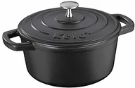 Brytfanny - Kela 12470 naczynie do pieczenia z pokrywką, żeliwo, powłoka emaliowana, wysoka akumulacja ciepła, nadaje się do płyt indukcyjnych, 2,5 l, czarne, okrągłe, Calido - miniaturka - grafika 1